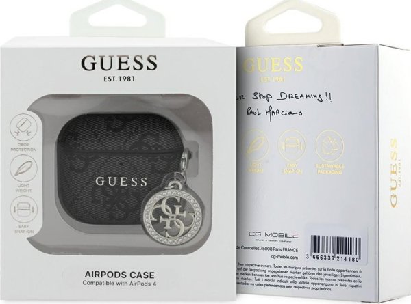 Guess 4G Strass Charm Θήκη για Apple AirPods 4, Μαύρη
