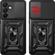 Θήκη θωράκισης Hybrid Armor Camshield με προστασία κάμερας και μεταλλικό δαχτυλίδι για Samsung Galaxy S24 FE - μαύρο