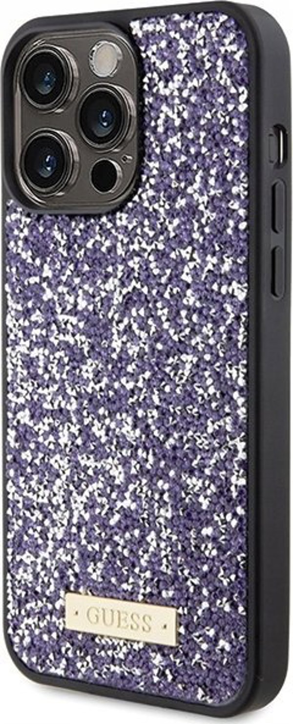 Θήκη Guess GUHCP15XPFGSBSP Apple iPhone 15 Pro Max σκληρή θήκη με μεταλλικό λογότυπο Rhinestone μωβ