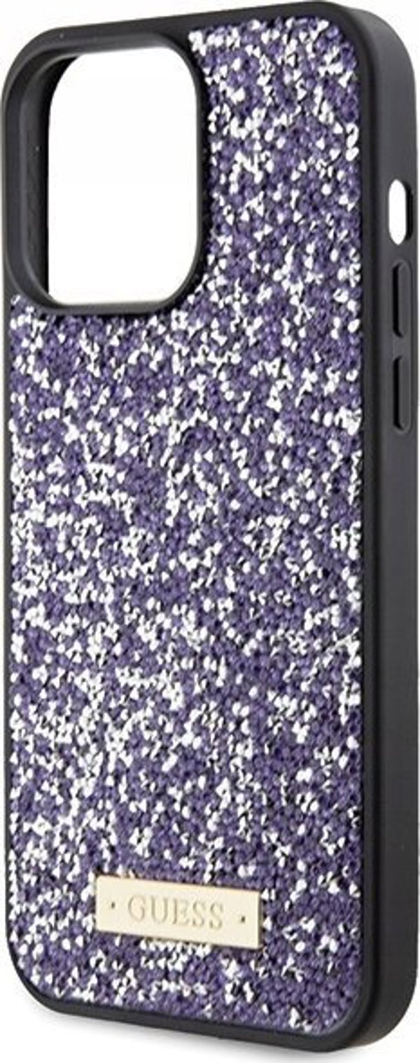 Θήκη Guess GUHCP15XPFGSBSP Apple iPhone 15 Pro Max σκληρή θήκη με μεταλλικό λογότυπο Rhinestone μωβ