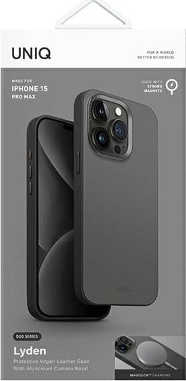 Θήκη UNIQ Lyden DS Apple iPhone 15 Pro Max Magclick Charging γκρι-μαύρο/charcoal grey-black