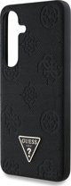 Θήκη Guess Grained Hot Stamp Peony Pattern Triangle Logo MagSafe για Samsung Galaxy S25 μαύρο