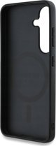 Θήκη Guess Grained Hot Stamp Peony Pattern Triangle Logo MagSafe για Samsung Galaxy S25 μαύρο