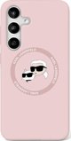Etui Karl Lagerfeld Σιλικόνη Διπλά Κεφάλια Και Κύκλος MagSafe Samsung Galaxy S25 Ultra ροζ