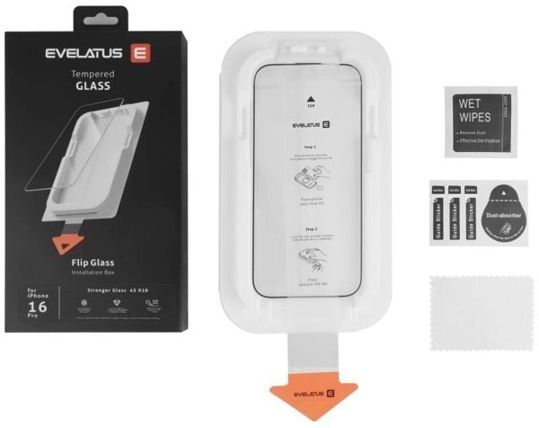 Evelatus Aizsargstikls Evelatus Apple iPhone 18 Pro Max Flip Glass Magic Easy Install Box - Screen Protector Black 4752192109400 EVEAPP18MAFGMBSP (4752192109400)