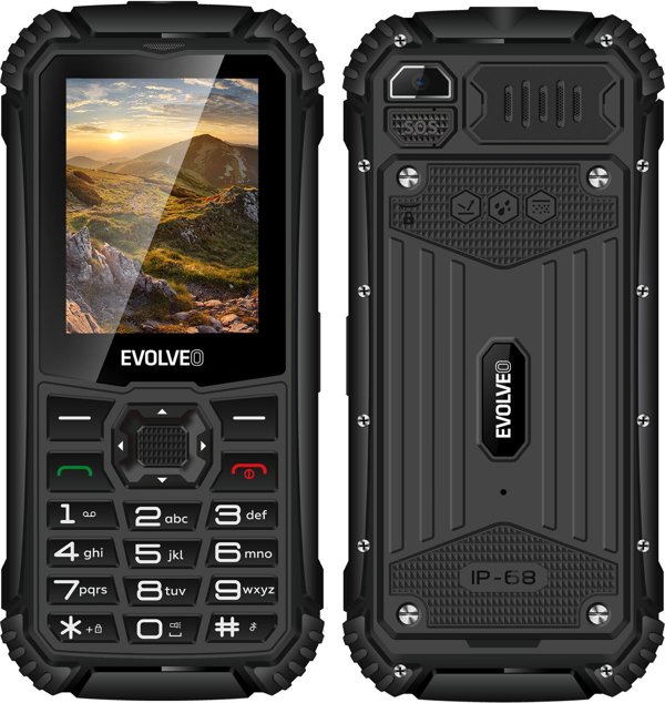 EVOLVEO StrongPhone Q1, vodotěsný odolný Dual SIM telefon, černý
