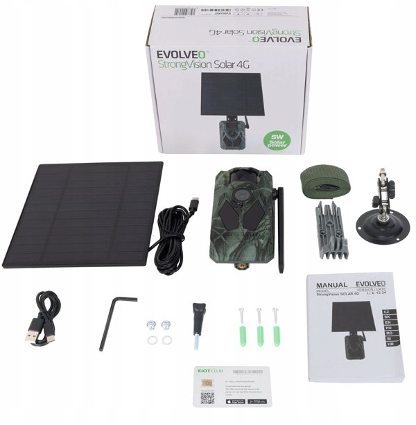 EVOLVEO StrongVision Solar 4G, fotopast se 4G, Aplikací a solárním panelem