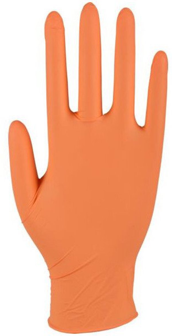 Examination glove, ABENA Classic Sensitive, S, orange, nitrile, powder-free - (100 pcs.)