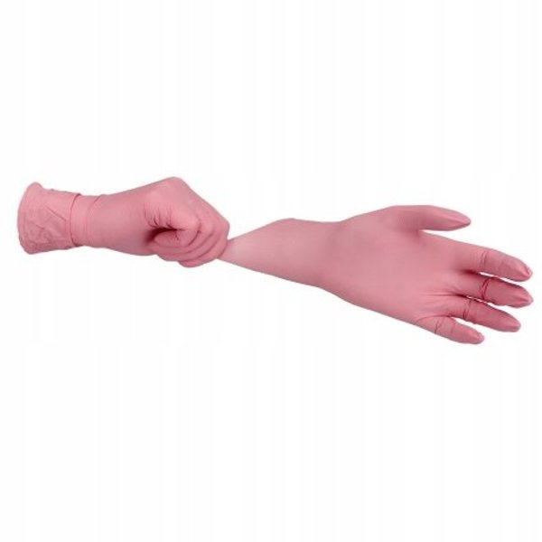 Examination glove, ABENA Classic Sensitive, XS, pink, nitrile, powder-free - (100 pcs.)