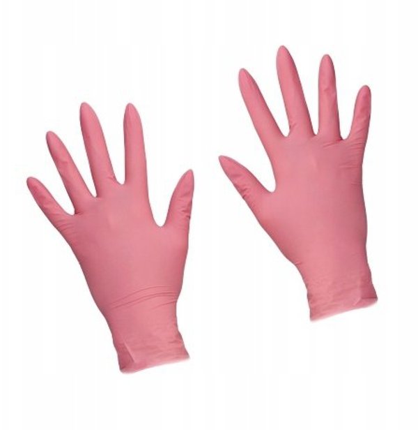 Examination glove, ABENA Classic Sensitive, XS, pink, nitrile, powder-free - (100 pcs.)