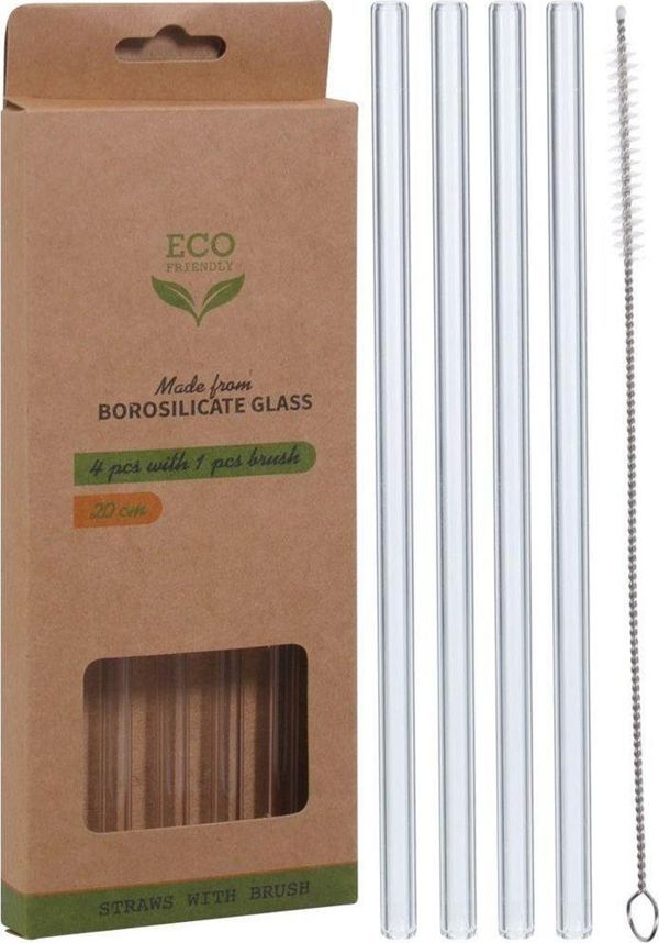 Excellent Houseware Καλαμάκια Πολλαπλών Χρήσεων, Οικολογικά, 4 Τεμάχια