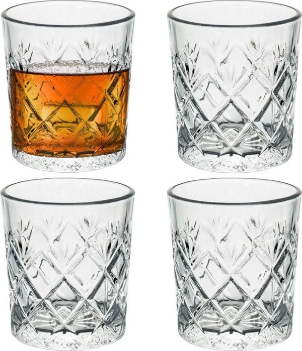 Excellent Houseware Σετ Ποτήρια Ουίσκι, 4 Τεμάχια, 230 ml, από Χοντρό Γυαλί
