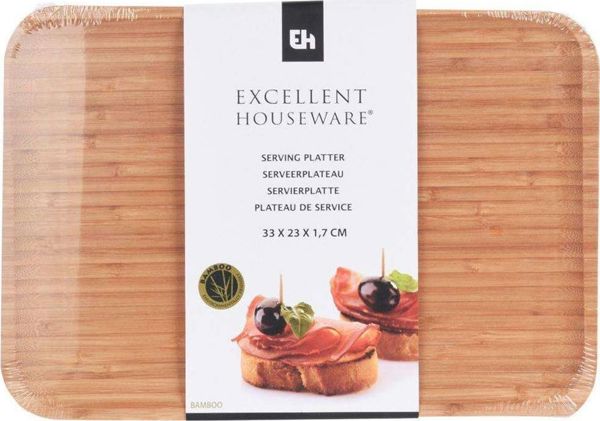 Excellent Houseware Δίσκος Σερβιρίσματος Μπαμπού 33x23 cm Καφέ