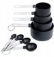Excellent Houseware Σετ Μεζούρες Κουζίνας 8 Τεμαχίων, Κουτάλια και Κύπελλα Μέτρησης, Μαύρο/Ατσάλινο