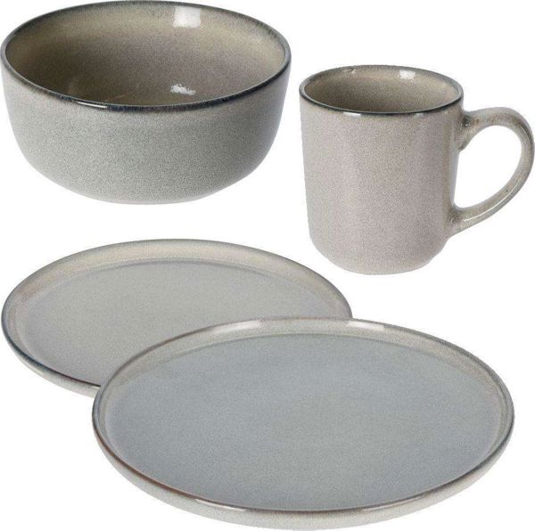 Excellent Houseware Σετ Δείπνου 16 Τεμαχίων, Κεραμικά Πιάτα για 4 Άτομα, Καφέ Χρώμα