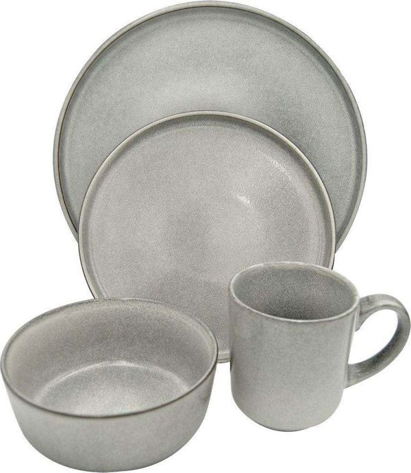 Excellent Houseware Σετ Δείπνου 16 Τεμαχίων, Κεραμικά Πιάτα για 4 Άτομα, Καφέ Χρώμα