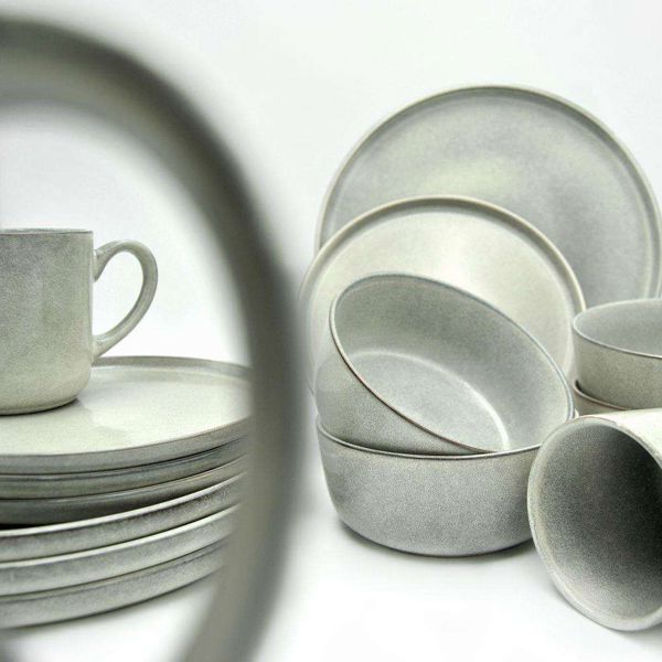 Excellent Houseware Σετ Δείπνου 16 Τεμαχίων, Κεραμικά Πιάτα για 4 Άτομα, Καφέ Χρώμα