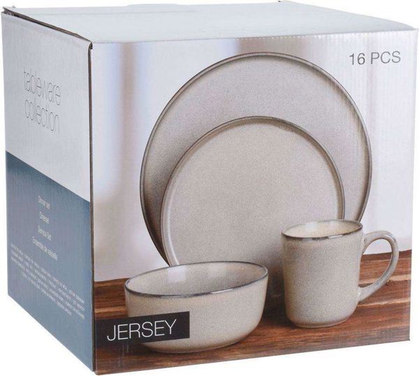 Excellent Houseware Σετ Δείπνου 16 Τεμαχίων, Κεραμικά Πιάτα για 4 Άτομα, Καφέ Χρώμα