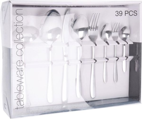Excellent Houseware Σετ Μαχαιροπίρουνα 39 Τεμαχίων, Ασημί, από Ανοξείδωτο Ατσάλι για Καθημερινή Χρήση