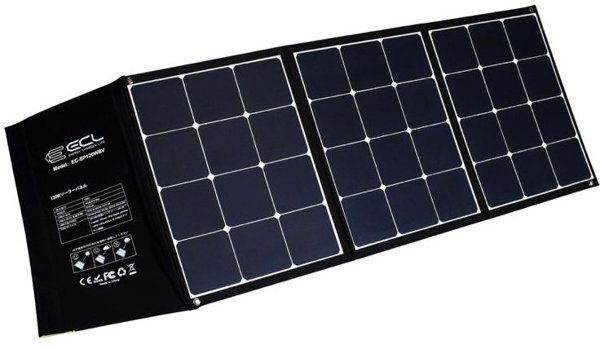EXD Sulankstomas saulės įkroviklis 120W, 2xUSB, QC3.0, su adapteriais
