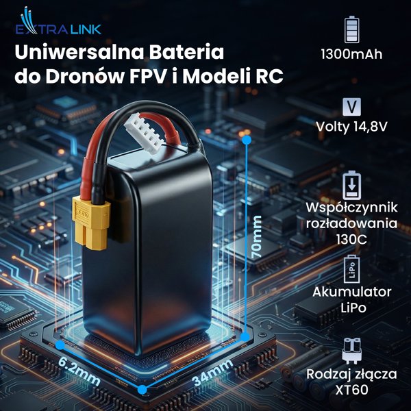 Extralink LiPo 4S 1300mAh XT60 130C Μπαταρία για Drones FPV RC