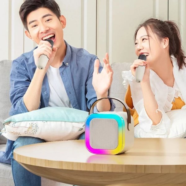ExtraLink Kids Mini Karaoke LED Speaker 1x Mic Μπεζ | Σετ Καραόκε | ηχείο, 1x μικρόφωνο, Bluetooth, AUX, υποδοχή για κάρτες μνήμης, φωτισμός RGB