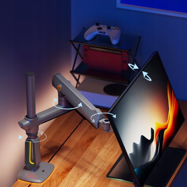 North Bayou F7-G Επιτραπέζια Βάση Gaming για Οθόνες 32-60", με RGB Φωτισμό και Ρυθμιζόμενο Βραχίονα