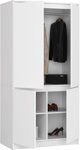 Fabryka Mebli Akord Ντουλάπα υπνοδωματίου 90 cm 4 πόρτες 4 ράφια ράβδος για ρούχα - λευκή