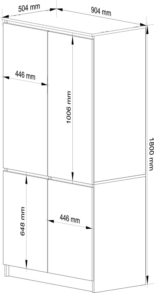 Fabryka Mebli Akord Ντουλάπα υπνοδωματίου 90 cm 4 πόρτες 4 ράφια ράβδος για ρούχα - λευκή