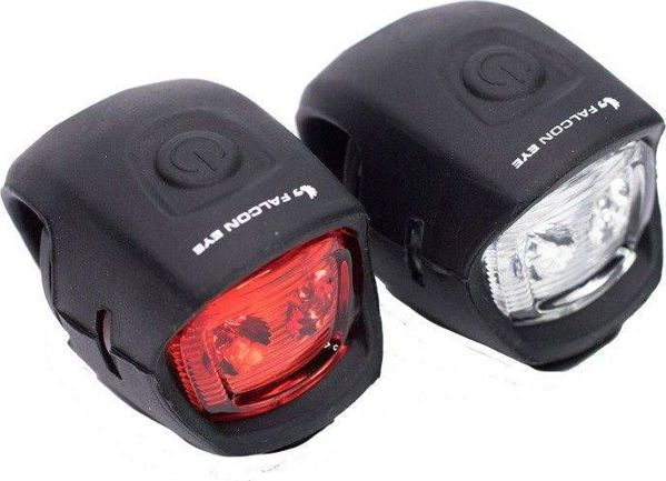 Falcon Eye Weeks Σετ Φώτα Ποδηλάτου LED, Αδιάβροχο Σετ Φωτισμού Ποδηλάτου για Ορατότητα, 2 Λειτουργίες, Πλαστικό/Σιλικόνη