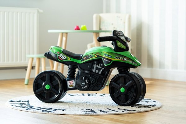 Falk Jezdzik Racing Παιδικό Μοτοράκι Περπατήματος, Πράσινο, Με Wide Wheels, Για Παιδιά 1+ Έτους