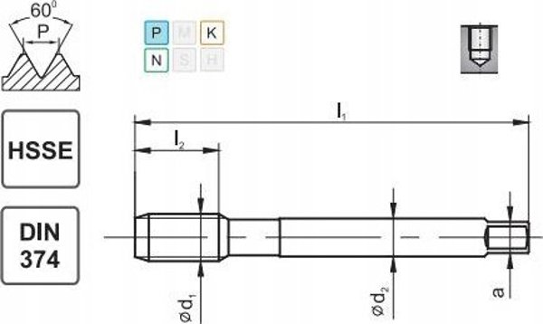 Fanar GWINTOWNIK M16x1 DIN-374C R40 (6H) HSSE 800