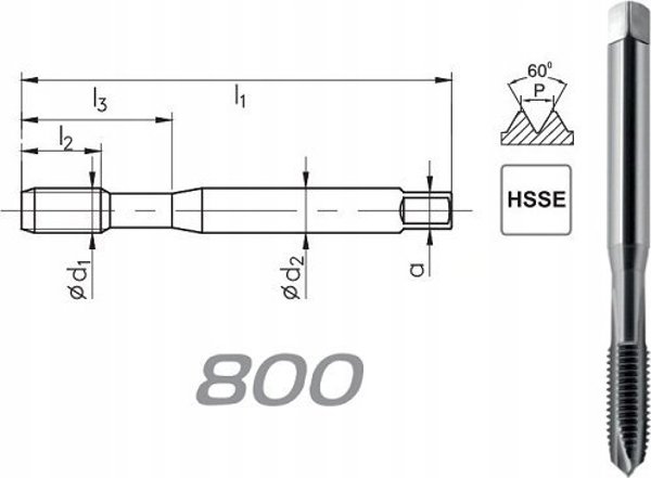 Fanar GWINTOWNIK UNF  3/8-24 DIN-371B (2B) HSSE 800