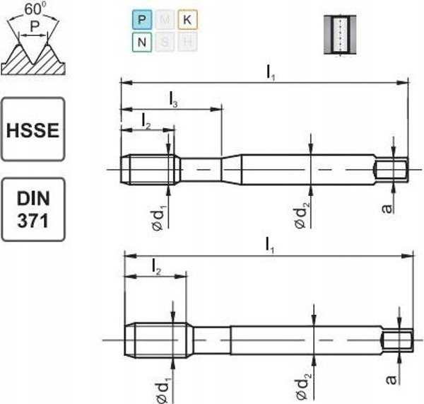 Fanar GWINTOWNIK UNF  3/8-24 DIN-371B (2B) HSSE 800