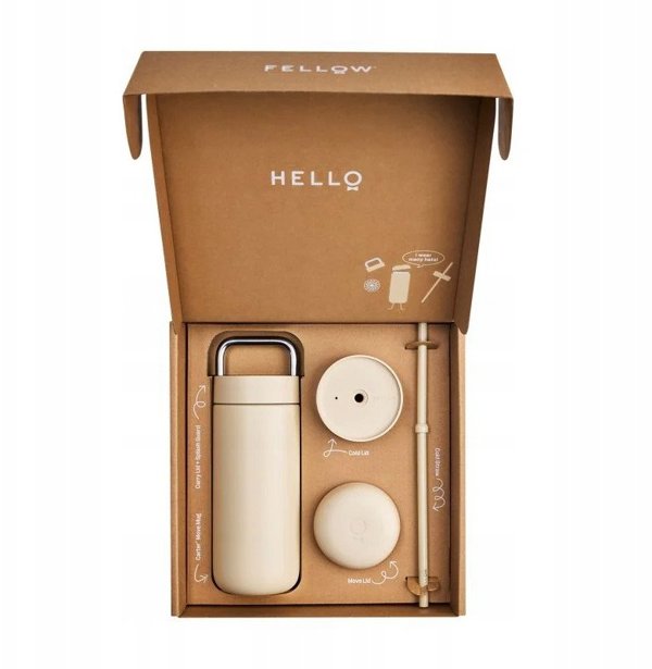 Fellow - Carter Move Mug 3 w 1 - Θερμική κούπα + 3 καπάκια - Αμμώδης 473 ml