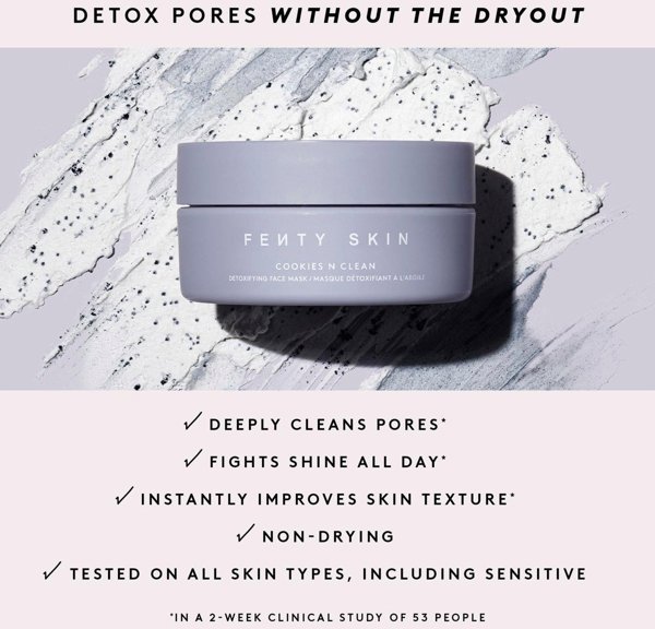 Fenty Beauty, Cookies N Clean, Detoxifying, Purifying, Mud Mask, For Face, 75 ml For Women