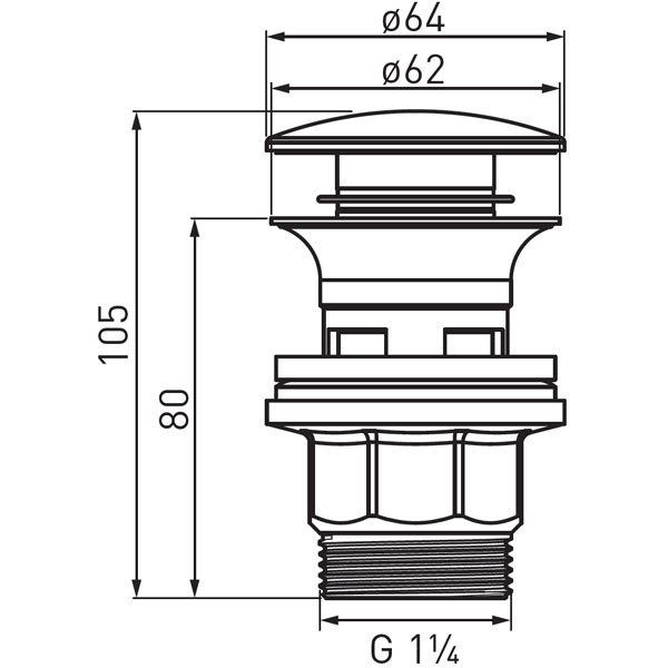 Ferro Αυτόματη Βαλβίδα Νιπτήρα Klik-Klak S287PP-B 5/4" Χρωμέ, Μεγάλο Πώμα
