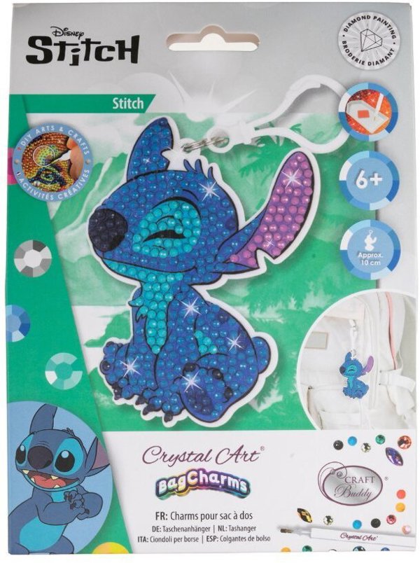 Ferro Crystal Art Bag Charms, Σετ Χειροποίητα Διακοσμητικά Τσάντας με Σχέδια Stitch
