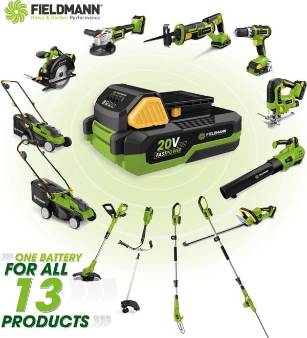 Fieldmann FZS 70705-0 Χλοοκοπτικό Μπαταρίας, Με Ιμάντα Ώμου, Πράσινο-Μαύρο