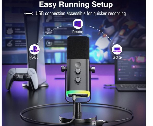 Fifine Ampligame am8 USB Microphone for Recording and Transmission Black