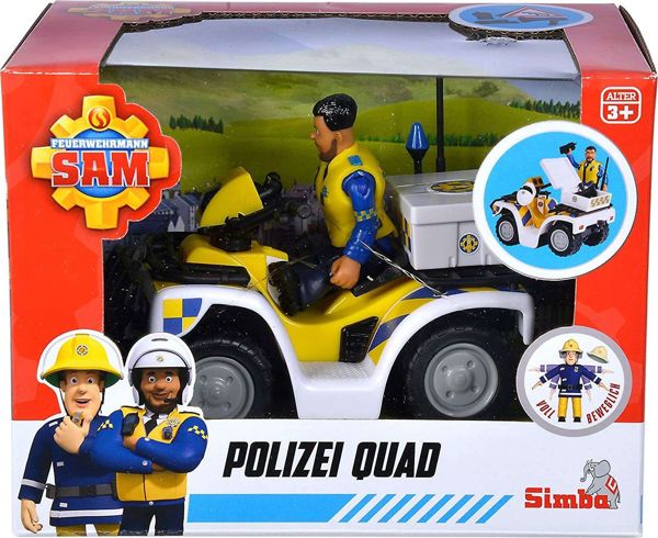 Simba Φιγούρα Πυροσβέστης Σαμ - Αστυνομικό Quad με Φιγούρα Malcolm (9251093), 7.5cm