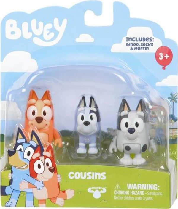 Figurka Tm Toys Bluey Figurki Kuzyni 3-pak Bingo, Socks i Muffin1 3040