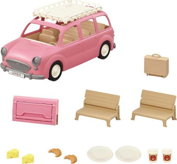 Epoch Sylvanian Families Οικογενειακό Βαν Πικνίκ, Ροζ Αυτοκίνητο για 8 Φιγούρες