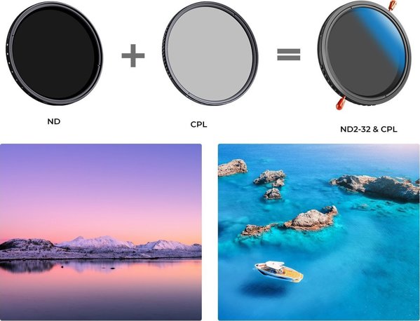 K&F Concept Φίλτρο 2σε1 CPL & ND2-ND32 Υβριδικό για Φακούς 72mm - KF01.2601