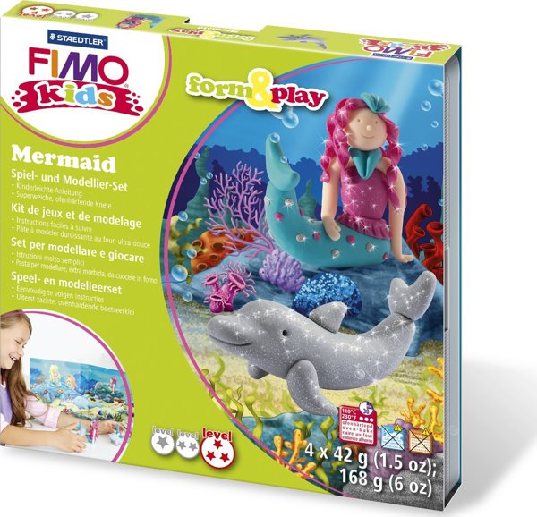 Fimo Kids Σετ Μοντελοποίησης Γοργόνα, 6 Τεμάχια, Πολύχρωμο, 8+ Ετών