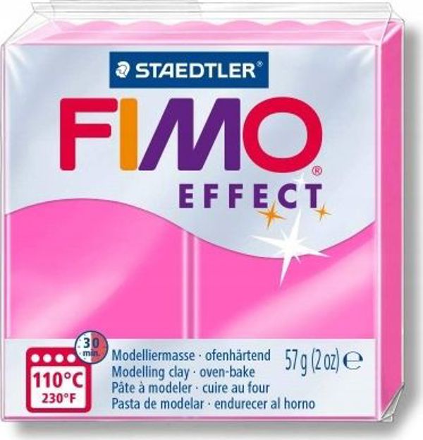 Fimo Θερμοσκληρυνόμενη Μάζα, Κύβος 57g, Νέον Ροζ Χρώμα