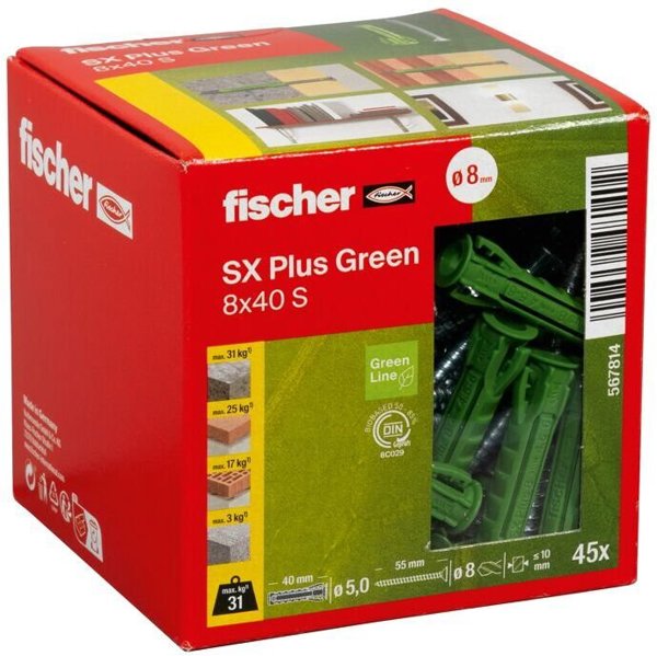 Fischer Dübel SX Plus Green 8x40 S
