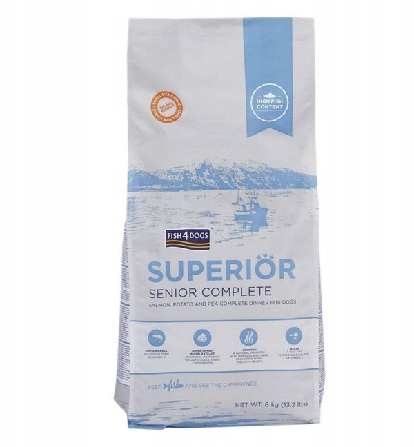 Fish4Dogs Ξηρά τροφή για σκύλους Superior Senior με σολομό (Μικρό Μέγεθος) 6 kg