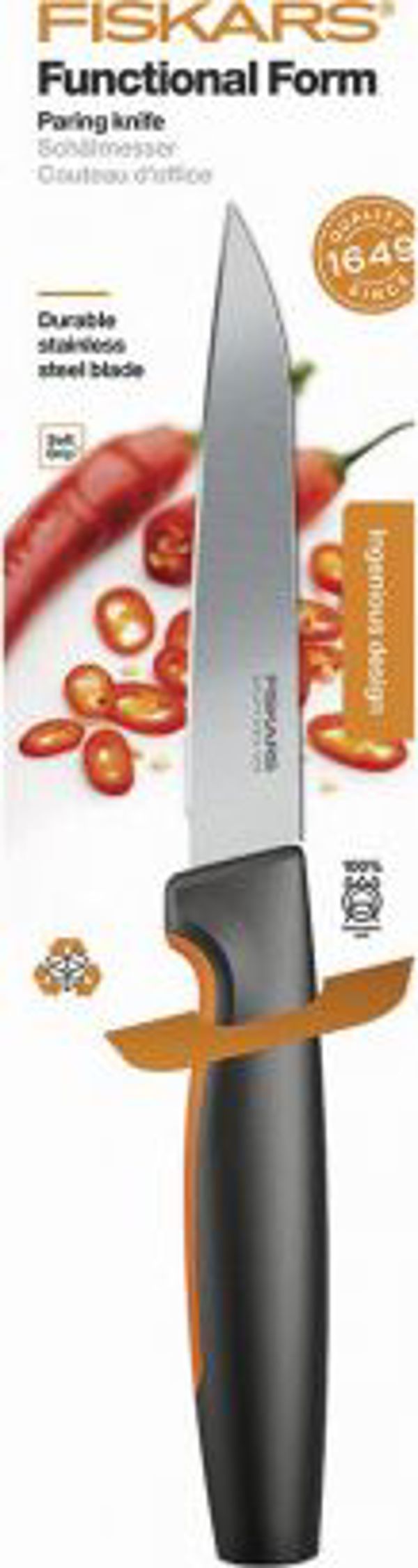 Fiskars Μαχαίρι Ξεφλουδίσματος Functional Form, Ιαπωνικό Ανοξείδωτο Ατσάλι, 7cm