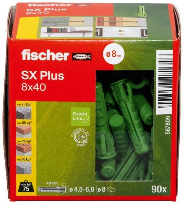 Fischer Dübel SX Plus Green 8x40